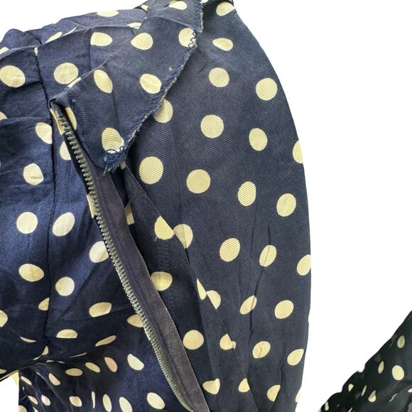 Vintage 1960s Navy Blue Polka Dot Sheath Dress with Metal Zipper – Size 20 - Picture 16 of 16